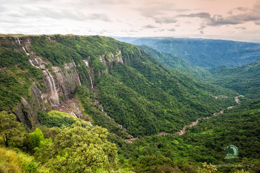 Seven sister waterfall or Nohsngithiang fall in Meghalaya