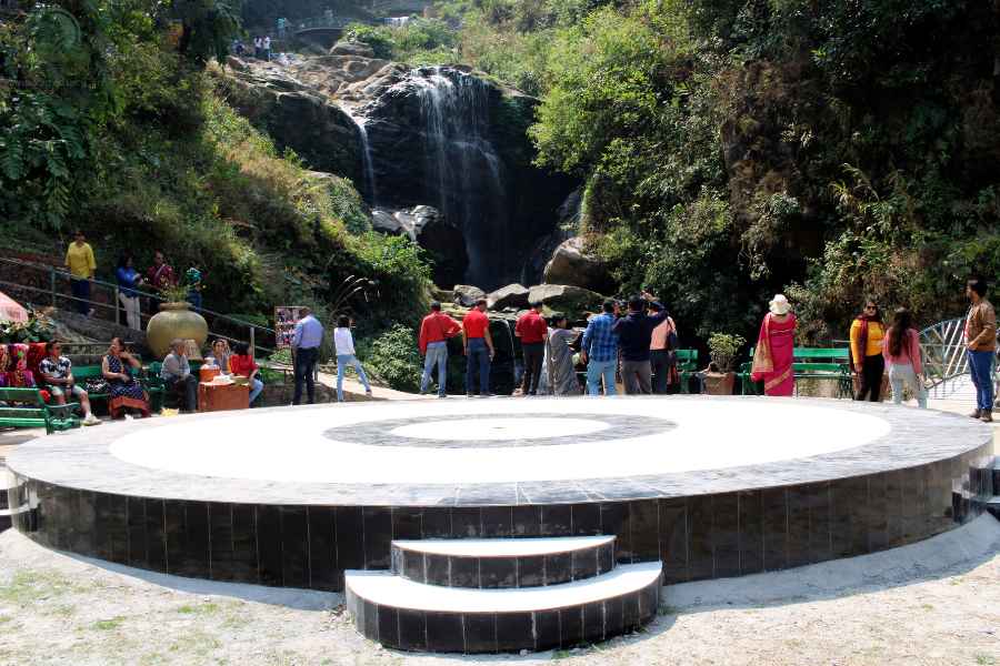 large seating area at Rock Garden, Darjeeling