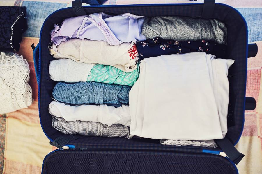 Pack a bag for travel in organized way