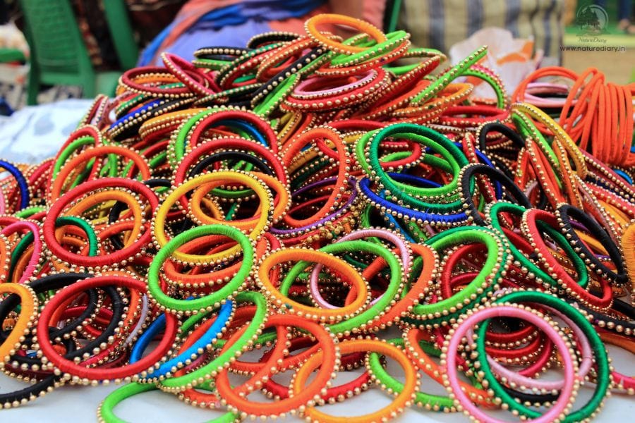 Colorful jewellery at fair