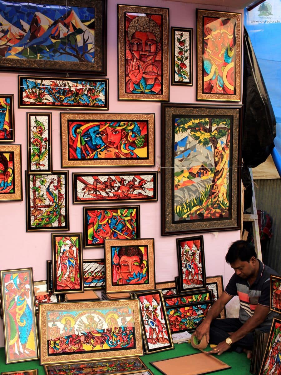 Colourful paintings at handicraft fair