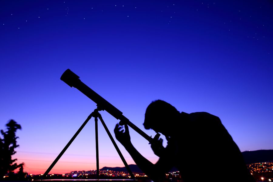 Using telescope for viewing planets and galaxies 