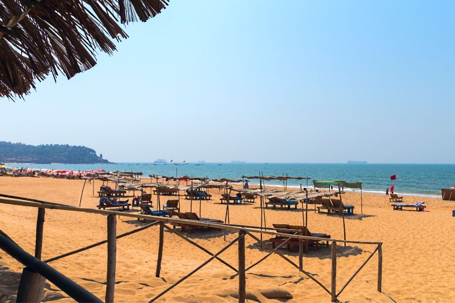 View of Candolim beach from beachside shack
